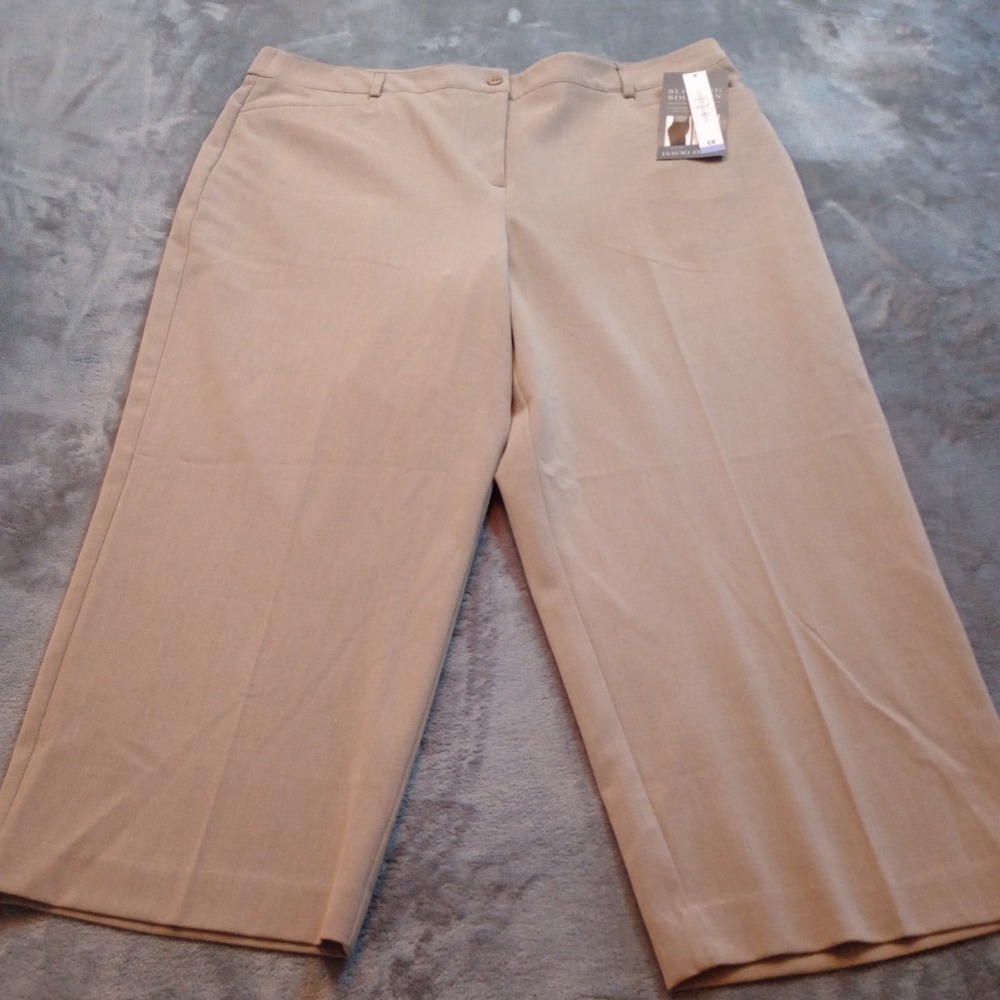 David Dart Pants Slimming Solution Size 18 Beige Cropped Capri Comfort Stretch - Picture 2 of 15